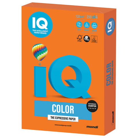 Бумага цветная IQ Color оранжевый А4, 120 г/м2, 250 л.