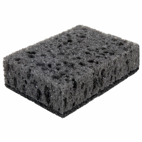Губки для посуды SQUARE BLACK 98х66х30 мм, КОМПЛЕКТ 10 шт., КРУПНОПОРИСТЫЙ поролон/абразив LAIMA, 60