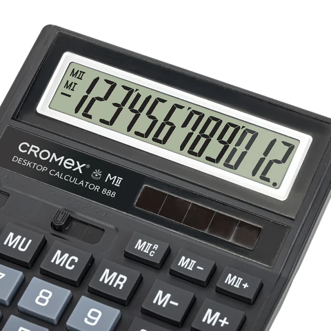 Калькулятор настольный CROMEX 888 (185x145 мм), 12 разрядов, ЧЕРНЫЙ