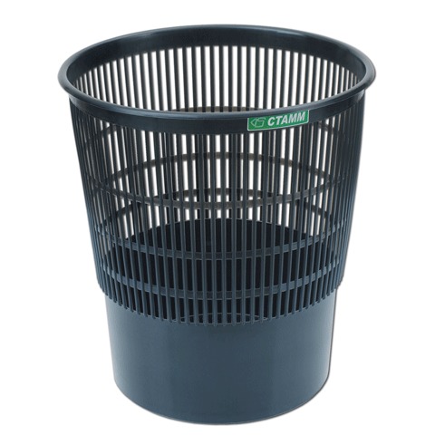 Корзина для бумаг БОЛЬШАЯ, 18 л, сетчатая, черная, СТАММ