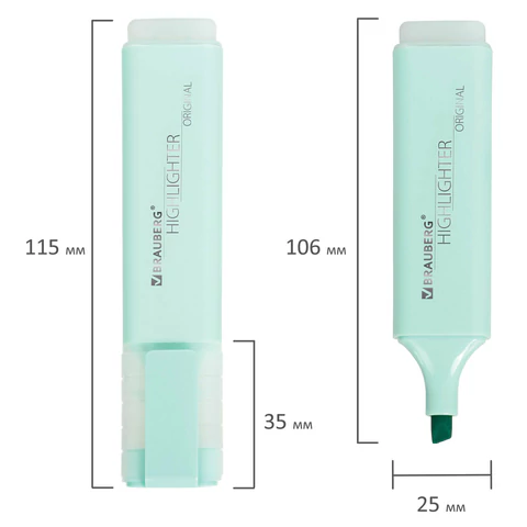 Текстовыделитель BRAUBERG "ORIGINAL PASTEL", БИРЮЗОВЫЙ, линия 1-5 мм
