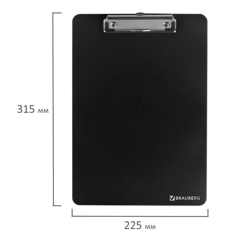 Доска-планшет BRAUBERG "SOLID" сверхпрочная с прижимом А4 (315х225 мм), пластик, 2 мм, ЧЕРНАЯ