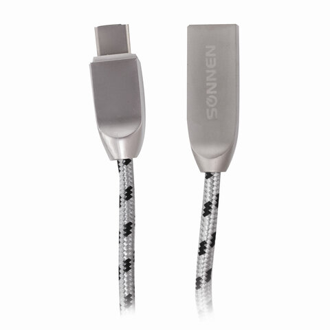 Кабель USB 2.0-Type-C, 1 м, SONNEN Premium, медь, передача данных и быстрая зарядка