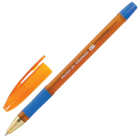 Ручка шариковая масляная с грипом BRAUBERG Model-XL ORANGE, СИНЯЯ, узел 0,7 мм, линия 0,35 мм