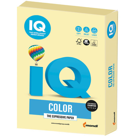 Бумага цветная IQ color ЖЁЛТАЯ, А4, 160 г/м2, 250 л.