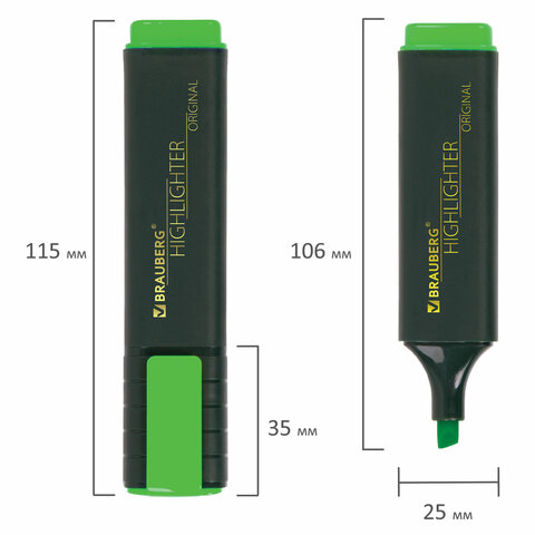Текстовыделитель BRAUBERG "ORIGINAL", ЗЕЛЕНЫЙ, линия 1-5 мм