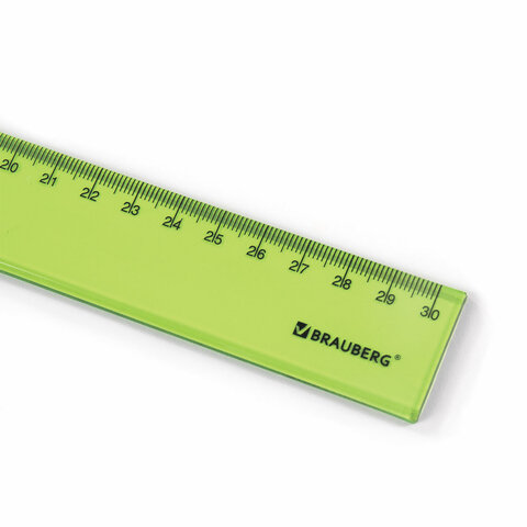 Линейка пластиковая 30 см BRAUBERG "FRUITY", тонированная, ассорти