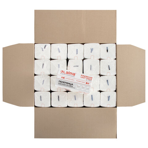 Полотенца бумажные LAIMA (200 листов), 2-слойные (Система H3) PREMIUM UNIT(1 PACK-20 пачек)