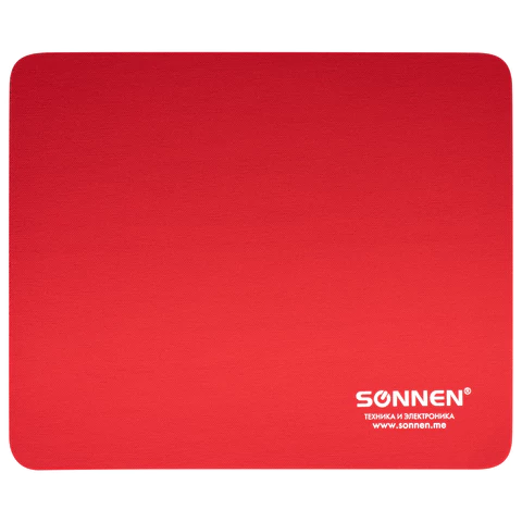 Коврик для мыши SONNEN "RED", резина + ткань, 220х180х3 мм