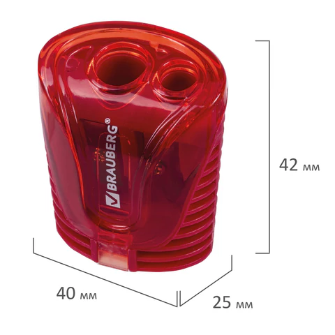 Точилка BRAUBERG "Cell Dual", 2 отверстия для чернографитных карандашей, корпус ассорти
