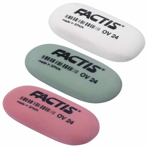 Ластик FACTIS OV 24 (Испания), 49х24х9 мм, цвет ассорти, овальный, мягкий
