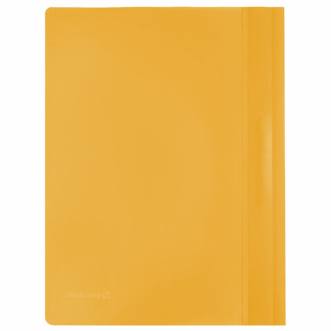 Скоросшиватель пластиковый BRAUBERG, А4, 130/180 мкм, желтый