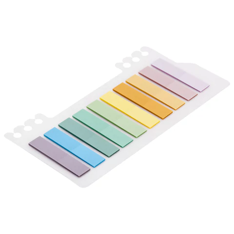 Закладки клейкие пастельные BRAUBERG PASTEL, пластиковые, 45х10 мм, 10 цветов х 20 листов