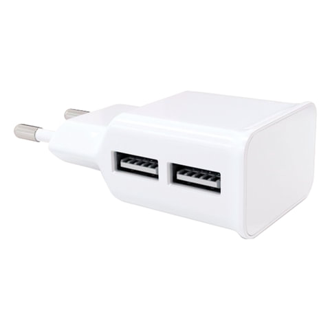Зарядное устройство сетевое (220 В) RED LINE NT-2A, 2 порта USB, выходной ток 2,1 А, белое