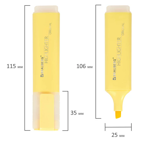 Набор текстовыделителей 4 ЦВЕТА, BRAUBERG "ORIGINAL PASTEL", линия письма 1-5 мм