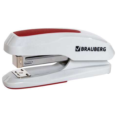 Степлер №24/6, 26/6 BRAUBERG "Extra", до 30 листов, серо-красный