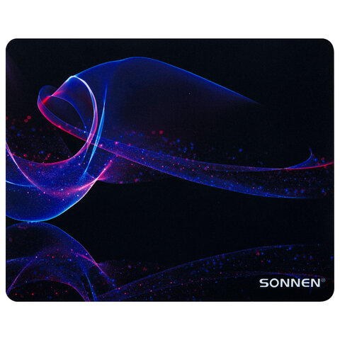 Коврик для мыши SONNEN "NEON WAVE" резина + ткань, 250х200х2 мм